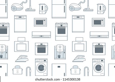 seamless pattern with Household Appliances. flat style. isolated on white background