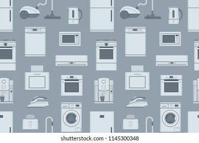 seamless pattern with Household Appliances. flat style. isolated on gray background