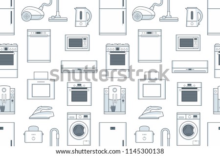 seamless pattern with Household Appliances. flat style. isolated on white background