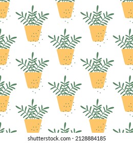 Patrón sin problemas con las plantas domésticas. Ilustración vectorial con estilo dibujado a mano.