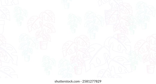 Seamless pattern with houseplants. Indoor plant in pot. Chaotic composition on white background. Vector illustration for wrapping paper, covers, textile print.