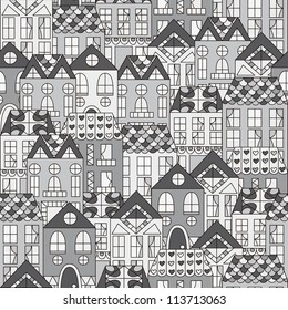 Seamless pattern of houses.