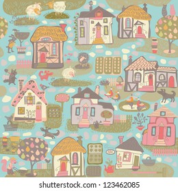 seamless pattern with houses