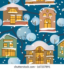 Seamless pattern with houses 