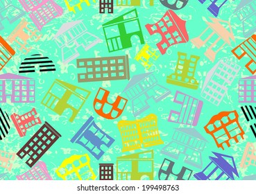 Seamless pattern with houses.