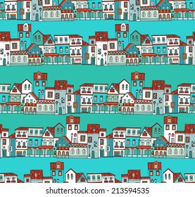 Seamless pattern with houses