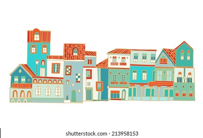 Seamless pattern with houses