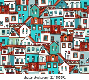 Seamless pattern with houses