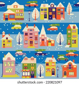 seamless pattern with houses