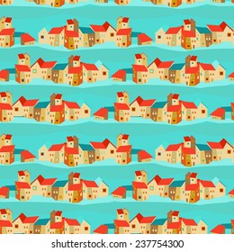 Seamless pattern with houses