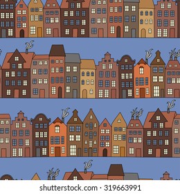 Seamless pattern with houses.