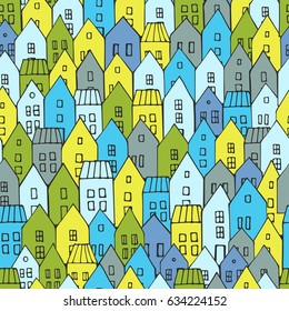 Seamless pattern with houses.
