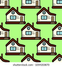 Seamless pattern of houses. Background.