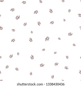Seamless pattern of houses in doodle style. Vector illustration of a contour child drawing on a white background