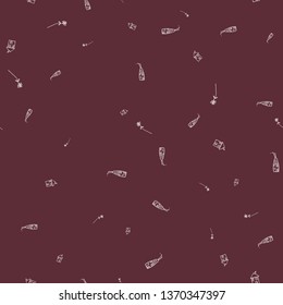 Seamless pattern of houses in doodle style. Vector illustration of a contour child drawing on a color background