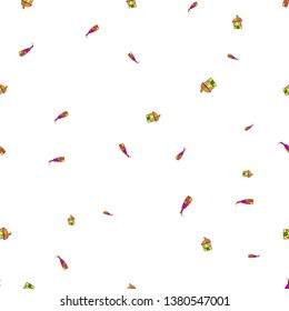 Seamless pattern of houses in doodle style. Vector illustration, kids drawing on white background