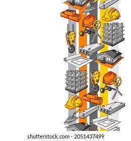 Seamless pattern with housing construction items. Industrial repair or building symbols.