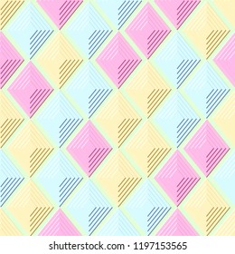 Seamless pattern in hte abstract lizard skin style. Pastel multicolors stepped faces