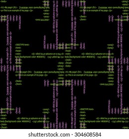 Seamless pattern with HTML code. Vector illustration