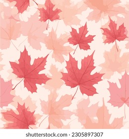 seamless pattern of hue red maple in realistic and soft color style.