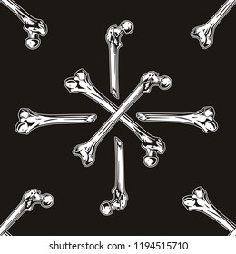 Seamless pattern with human bones. Helloween vector illustration, background, textile print.