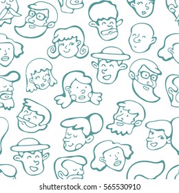 Seamless pattern with human faces