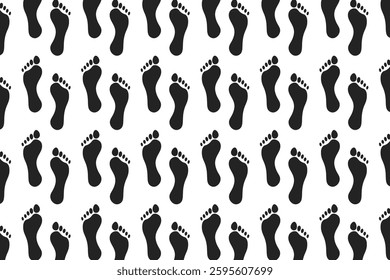 seamless pattern of human footprints on a white background