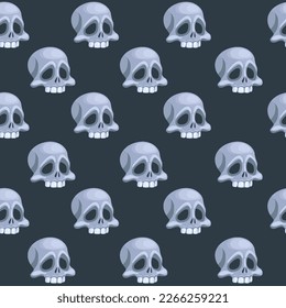 Seamless pattern with Human skull, head of skeleton. Symbol of death or dangerous. Design element for halloween holiday