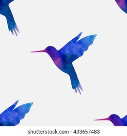 Seamless pattern. Hummingbird, watercolor painting

