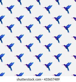 Seamless pattern. Hummingbird, watercolor painting

