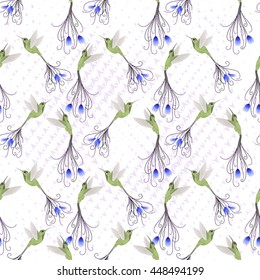 Seamless pattern and hummingbird Vector illustration  EPS 10