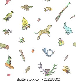 Seamless pattern. Hunting. Doodle. Vector