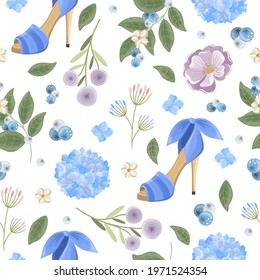 Seamless pattern with a Hydrangea flower on a beautiful background. Vector illustration.