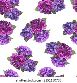 Seamless pattern of hydrangea flowers. Vector stock illustration eps10.