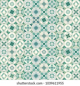 Seamless pattern of hydraulic tiles, typical of Spain, Italy and Portugal