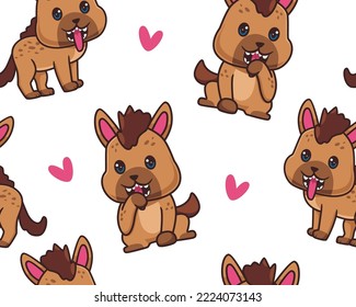 seamless pattern hyena illustration cartoon background