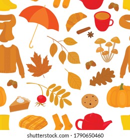 Seamless pattern Hygge autumn vector illustration