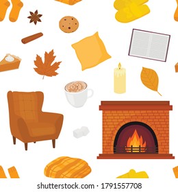Seamless pattern Hygge autumn vector illustration