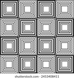 Seamless pattern with hypnotic squares. Graphic design. Vector illustration