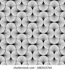 Seamless pattern with hypnotic trance texture. Abstract black and white striped background. Op art monochrome abstraction. Psychedelic trippy art.