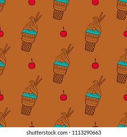 Seamless pattern with ice cream