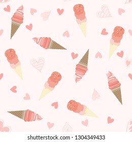 Seamless pattern with ice cream.