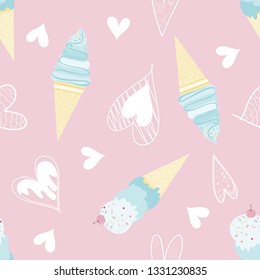 Seamless pattern with ice cream.