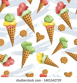 Seamless pattern with ice cream 