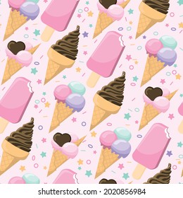 Seamless pattern of ice cream