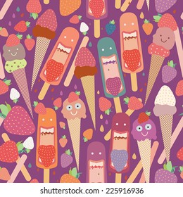 Seamless pattern with ice cream