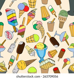 Seamless pattern with ice cream