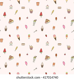 Seamless pattern of ice cream