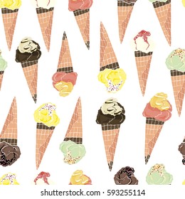 Seamless pattern with ice cream