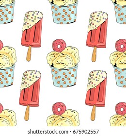 Seamless pattern with ice cream.